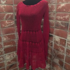 Free People Gorgeous Red Crocheted Dress
